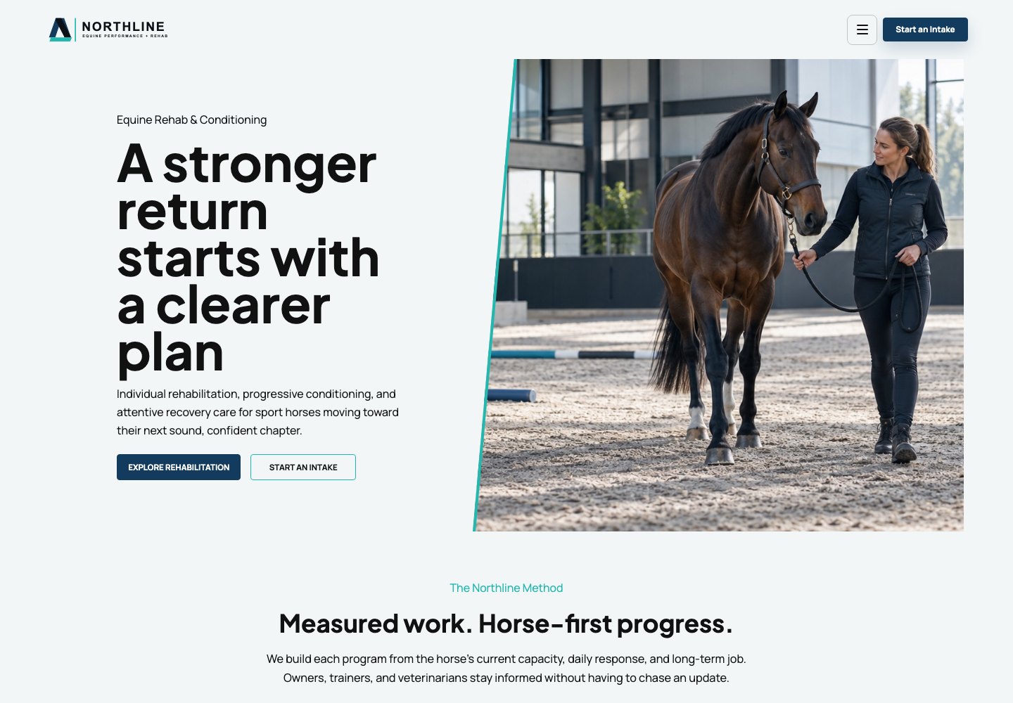 Northline Equine Performance + Rehab design, desktop preview