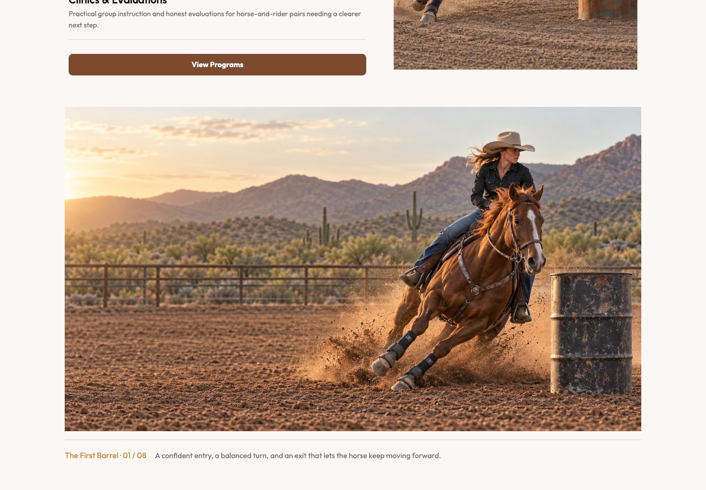 Sage Valley Barrel Horses design, desktop preview